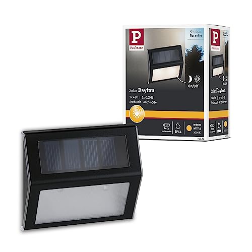 Paulmann 94234 Solar Stufenleuchte/Treppenleuchte LED Außenleuchte incl. 1x0,05 Watt Anthrazit Kunststoff 3000 K Warmweiß von Paulmann