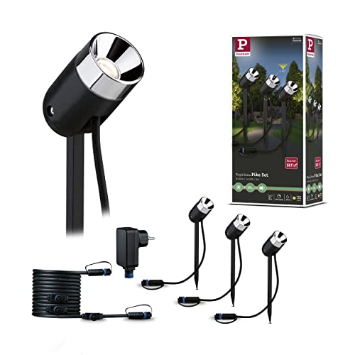 Paulmann 94242 Plug & Shine Basisset Spot Pike LED Außenleuchte rund incl. 3x3,5 Watt dimmbar Anthrazit Kunststoff 3000 K Warmweiß von Paulmann