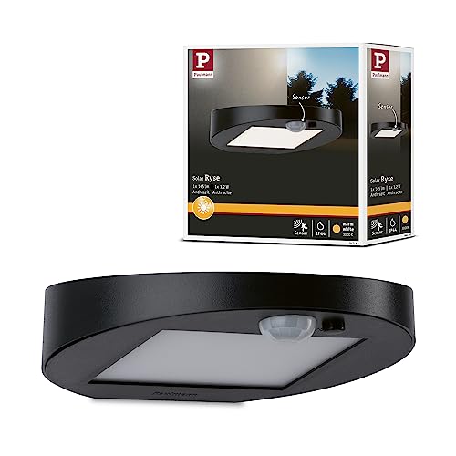 Paulmann 94246 Solar Wandleuchte Ryse LED Außenleuchte incl. 1x1,2 Watt Anthrazit Kunststoff 3000 K Warmweiß, 1.2 W [Energieklasse A++] von Paulmann