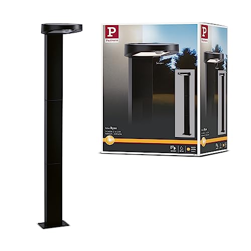 Paulmann 94249 Solar Pollerleuchte Ryse LED Außenleuchte incl. 1x1,2 Watt Anthrazit Kunststoff 3000 K Warmweiß, 1.2 W [Energieklasse A++] von Paulmann
