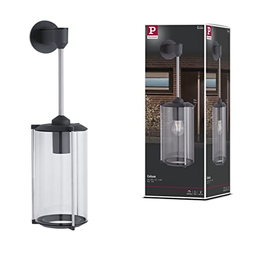 Paulmann 94281 Outdoor Wandleuchte Klassik rund max. 60 Watt Außenbeleuchtung Grau Gartenbeleuchtung Glas Außenwand E27 von Paulmann