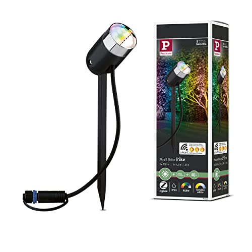 Paulmann 94283 Plug & Shine LED Außenleuchte Zigbee Spot Pike RGBW incl. 1x4,5 Watt dimmbar IP44 Anthrazit Gartenlicht Kunststoff 3000 K von Paulmann