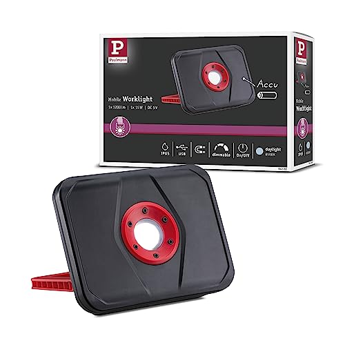 Paulmann 94288 Mobile Akku-Arbeitsleuchte Worklight 1515W 6500 K Schwarz/Rot dimmbar von Paulmann
