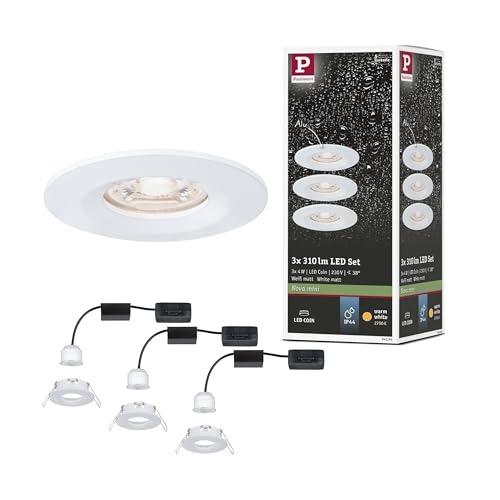 Paulmann 94299 Nova Mini LED Einbauleuchte Coin 3er Set rund starr 3x4W Deckeneinbaustrahler, Einbaulampe, Warmweiß 2700K, 12W, Aluminium, Starr (IP44), 3er (Weiß matt) Paulmann 94299 Nova Mini LED Einbauleuchte Coin 3er Set rund starr 3x4W Deckeneinbaustrahler, Einbaulampe, Warmweiß 2700K, 12W, Aluminium, Starr (IP44), 3er (Weiß matt) von Paulmann