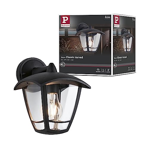 Paulmann 94392 Außenleuchte Außenwandleuchte Classic Curved IP44 dimmbar Außenbeleuchtung Klar, Schwarz Außenlampe Kunststoff Gartenlampe E27 Paulmann 94392 Außenleuchte Außenwandleuchte Classic Curved IP44 dimmbar Außenbeleuchtung Klar, Schwarz Außenlampe Kunststoff Gartenlampe E27 von Paulmann