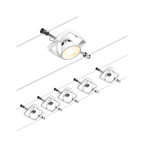 Paulmann 94432 CorDuo Seilsytem Set Mac II DC max. 5x10 Watt erweiterbar Weiß matt Drahtseil Kunststoff GU5,3 Drahtseilsystem ohne Leuchtmittel von Paulmann