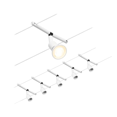 Paulmann 94458 CorDuo Seilsytem Set Salt DC max. 5x10 Watt erweiterbar Weiß matt Drahtseil Kunststoff GU5,3 Drahtseilsystem ohne Leuchtmittel von Paulmann