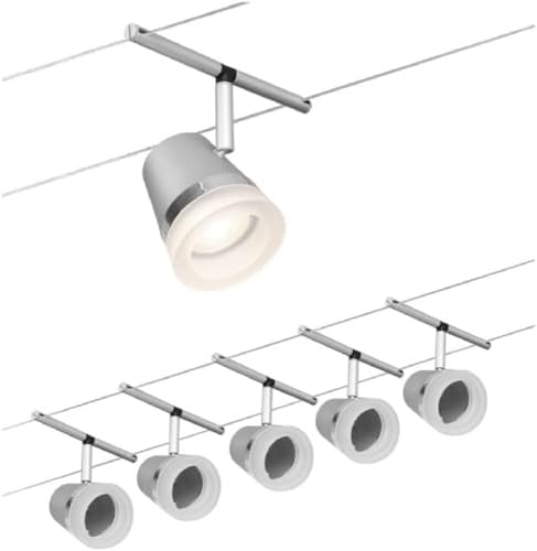 Paulmann 94459 CorDuo Seilsytem Set Cone DC max. 5x10 Watt erweiterbar Chrom matt Drahtseil Kunststoff GU5,3 Drahtseilsystem ohne Leuchtmittel von Paulmann