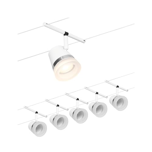 Paulmann 94461 CorDuo Seilsytem Set Cone DC max. 5x10 Watt erweiterbar Weiß matt Drahtseil Kunststoff GU5,3 Drahtseilsystem ohne Leuchtmittel von Paulmann