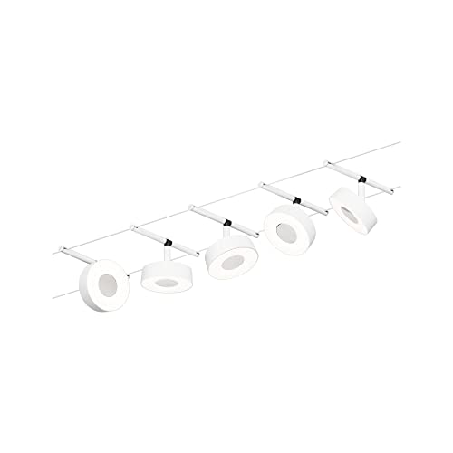 Paulmann 94477 LED Seilsytem Circle Basisset 5x400lm incl. 5x5 W Warmweiß Weiß matt, Chrom Kunststoff, Metall Beleuchtungssystem 3000 K von Paulmann