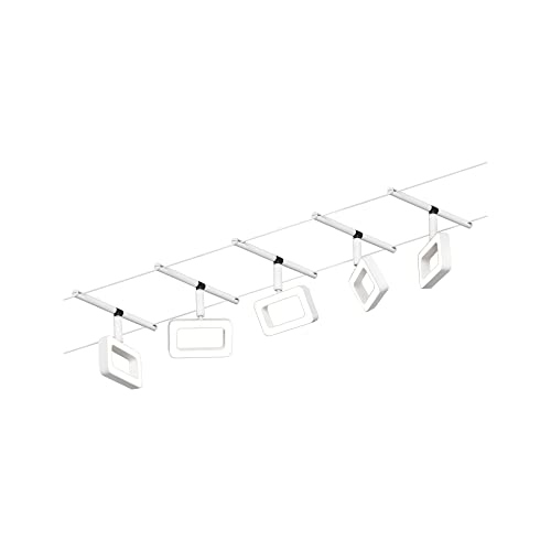 Paulmann 94483 LED Seilsytem Frame Basisset 5x400lm incl. 5x4,8 W Warmweiß Weiß matt, Chrom Kunststoff, Metall Beleuchtungssystem 3000 K von Paulmann