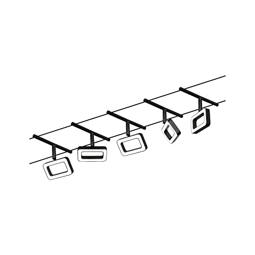 Paulmann 94485 LED Seilsytem Frame Basisset 5x400lm incl. 5x4,8 W Warmweiß Schwarz matt, Chrom Kunststoff, Metall 3000 K von Paulmann