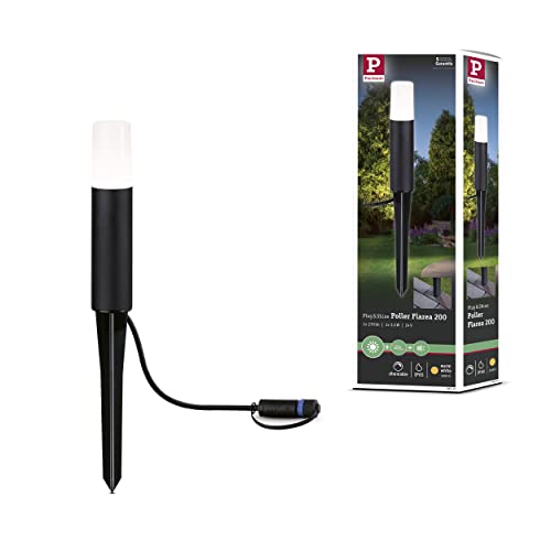 Paulmann 94533 Plug & Shine LED Außenleuchte Pollerleuchte Flarea IP65 200mm Warmweiß incl. 1x3,6 Watt dimmbar Schwarz Metall 3000 K von Paulmann