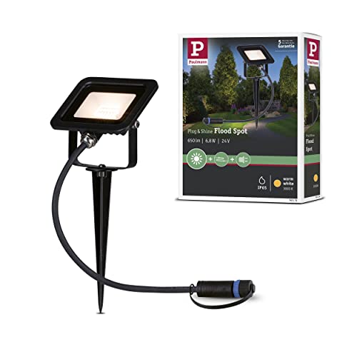 Paulmann 94574 Plug & Shine LED Außenleuchte Gartenstrahler Fluter IP65 Warmweiß incl. 1x6,8 Watt Schwarz Aluminium Spot 3000 K von Paulmann