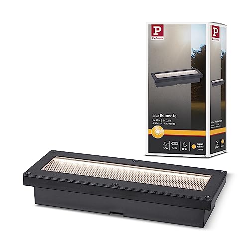 Paulmann 94576 LED Solar Bodeneinbauleuchte Domenic IP67 eckig incl. 1x0,1 W Warmweiß Schwarz kabellos Kunststoff wiederaufladbar 3000 K von Paulmann
