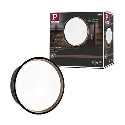 Paulmann 94696 LED Außenleuchte Wandleuchte Platomo seewasserresistent IP44 rund 180mm 3000K 14,5W 1200lm 230V Schwarz Kunststoff von Paulmann