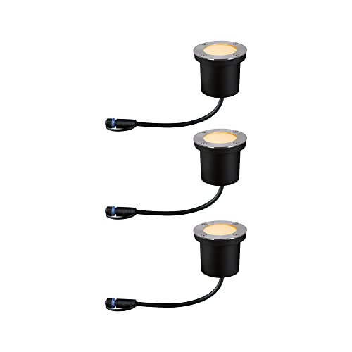 Paulmann 94717 Plug & Shine LED Außenleuchte Bodeneinbauleuchte Floor 3er-Set insektenfreundlich IP67 2200K 3x4,5W Anthrazit rund Metall von Paulmann