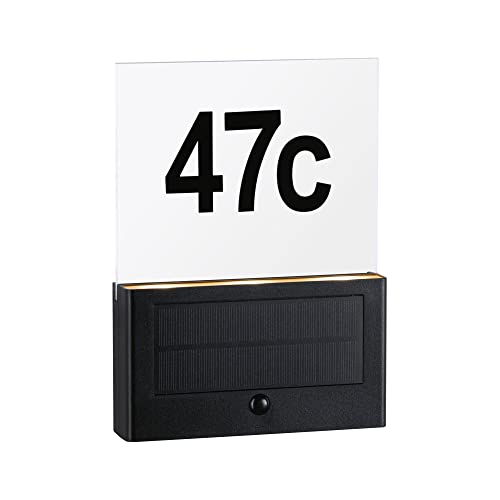 Paulmann 94725 LED Solar Hausnummernleuchte Neda Bewegungsmelder insektenfreundlich IP44 2200K 30lm Anthrazit Goldlicht Kunststoff von Paulmann