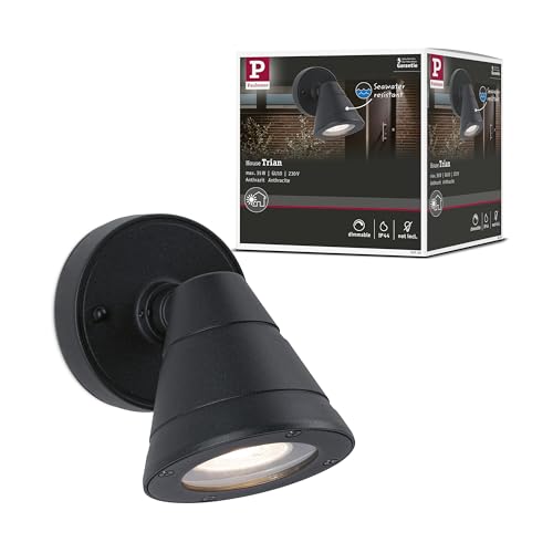 Paulmann 94734 LED Außenleuchte Wandleuchte Trian seewasserresistent IP44 rund 100x125mm max. 35W 230V Anthrazit Aluminium Ohne Leuchtmittel GU10 von Paulmann