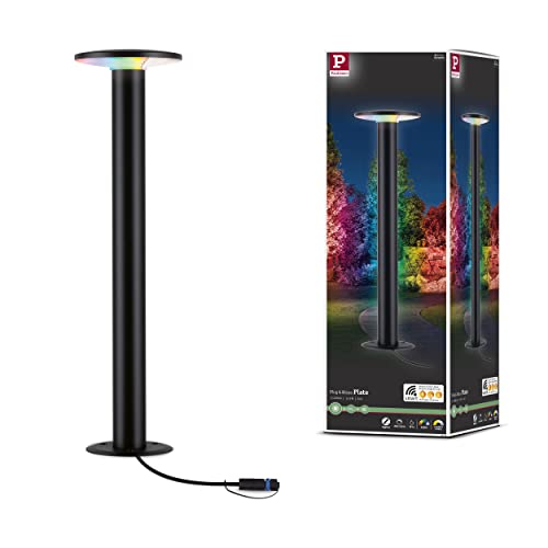 Paulmann 94750 Plug & Shine LED Pollerleuchte Plate IP44 5W 200lm dimmbar 600mm Anthrazit Metall/Kunststoff RGBW+ 3.000-6.500K seewasserresistent von Paulmann