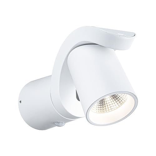 Paulmann 94832 LED Außenwandleuchte Cuff Bewegungsmelder IP44 76x217mm 3000K 10W 700lm 230V 70° Weiß Aluminium Außenleuchte von Paulmann