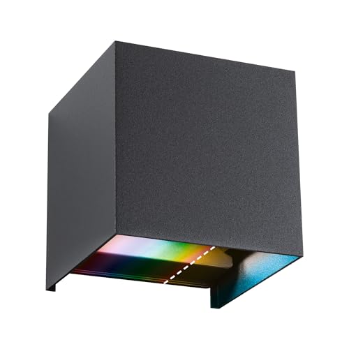 Paulmann 94847 LED Außenwandleuchte Cybo IP44 2x2,5W 2x150lm dimmbar 100x100mm Anthrazit Aluminium RGBW von Paulmann