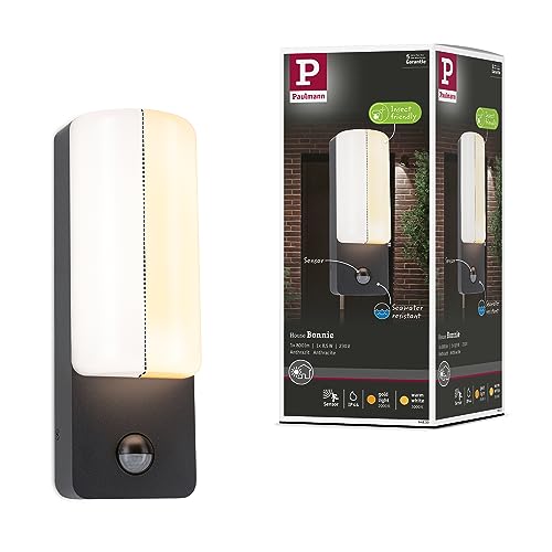 Paulmann 94853 LED Außenwandleuchte Bonnie Bewegungsmelder insektenfreundlich und seewasserresistent IP44 93x77mm 2200-3000K 8,5W 560lm 230V Anthrazit von Paulmann