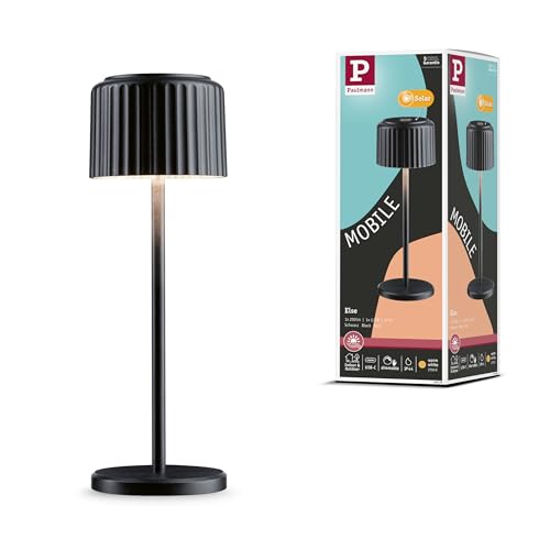 Paulmann 94878 Solar LED Akkuleuchte Else IP44 2700K Schwarz 250lm USB-C Akku mobile Tischleuchte von Paulmann