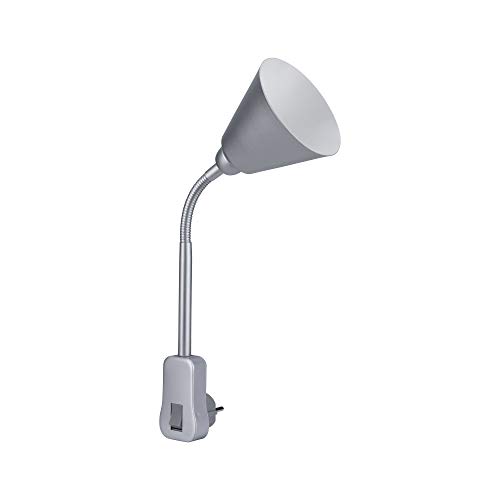 Paulmann 95429 Steckerleuchte Junus mit Flexarm max. 20 Watt Lampe Grau Metall, Kunststoff Licht E14 ohne Leuchtmittel von Paulmann