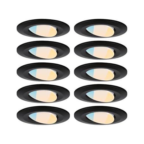 Paulmann 98198 LED Einbauleuchte Calla 10er-Set IP65 rund 90mm 30° 10x5W 10x430lm 230V White Switch Schwarz matt von Paulmann