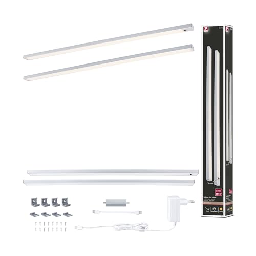 Paulmann 98616 LED Unterschrankleuchte Inline Starterset 2x6W 550x26mm 2x500lm 24V Chrom matt 3000K dimmbar von Paulmann