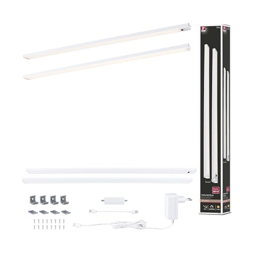 Paulmann 98618 LED Unterschrankleuchte Inline Starterset 2x6W 550x26mm 2x500lm 24V Weiß matt 3000K dimmbar von Paulmann