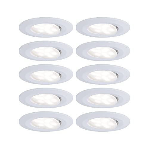 Paulmann 99922 LED Einbauleuchte Calla rund 10er Set 10x6W IP65 neutralweiße Einbaustrahler Weiß matt schwenkbar Spots Kunststoff Einbaulampe 4000K von Paulmann