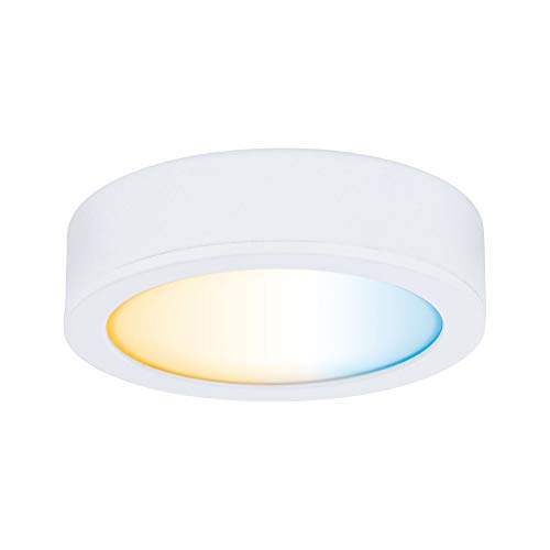 Paulmann 99952 LED Möbelleuchte Clever Connect Spot Disc Tunable White 12V rund incl. 1x2,1 Watt dimmbar Weiß matt Kunststoff 2700-6500K von Paulmann