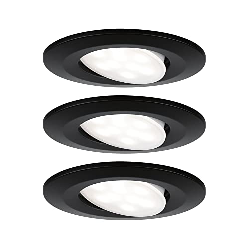 Paulmann 99991 LED Einbauleuchte Calla rund 3er Set 3x6W IP65 neutralweiße Einbaustrahler Schwarz matt schwenkbar Spots Kunststoff Einbaulampe 4000K von Paulmann