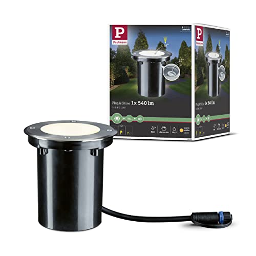Paulmann Beleuchtungssystem Plug&Shine LED-Außeneinbauleuchte 6 W Warm-Weiß 93908 Silber 38 ° von Paulmann