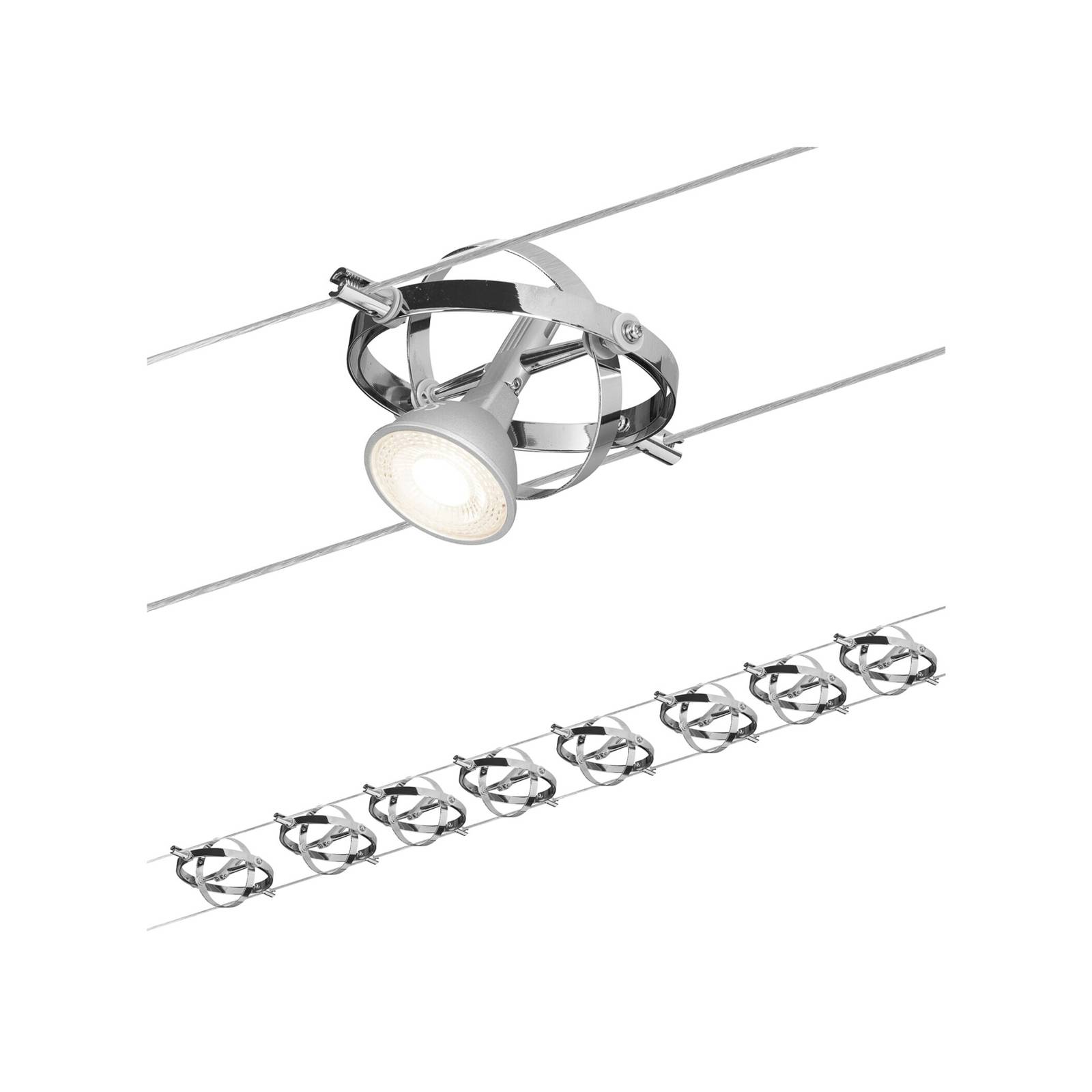 Paulmann Cardan Seilsystem 8fl. chrom matt/chrom Paulmann Cardan Seilsystem 8fl. chrom matt/chrom von Paulmann