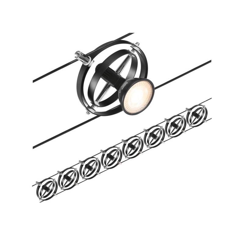 Paulmann Cardan Seilsystem achtflammig, schwarz m. von Paulmann
