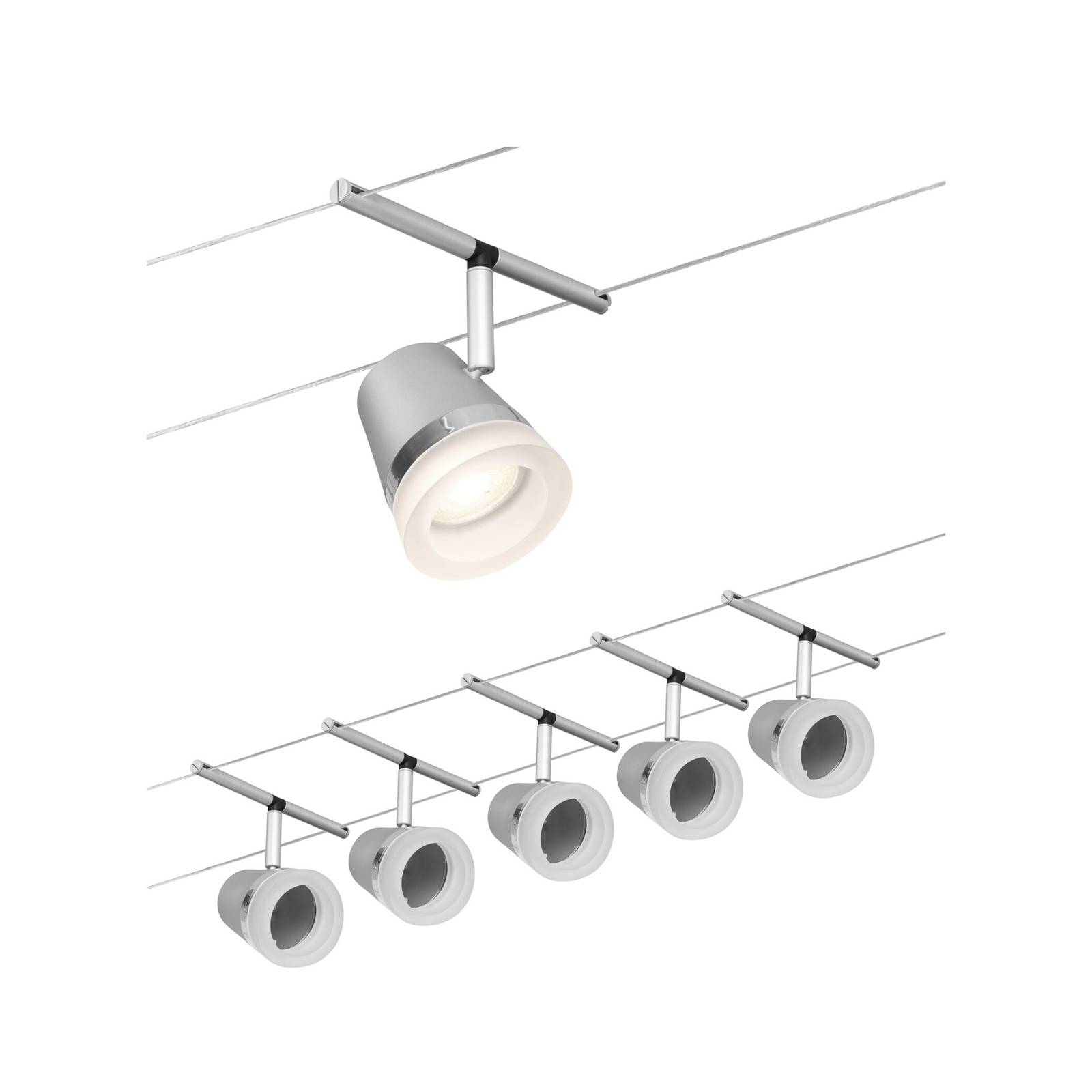 Paulmann Cone Seilsystem Basisset 5fl. chrom matt Paulmann Cone Seilsystem Basisset 5fl. chrom matt von Paulmann