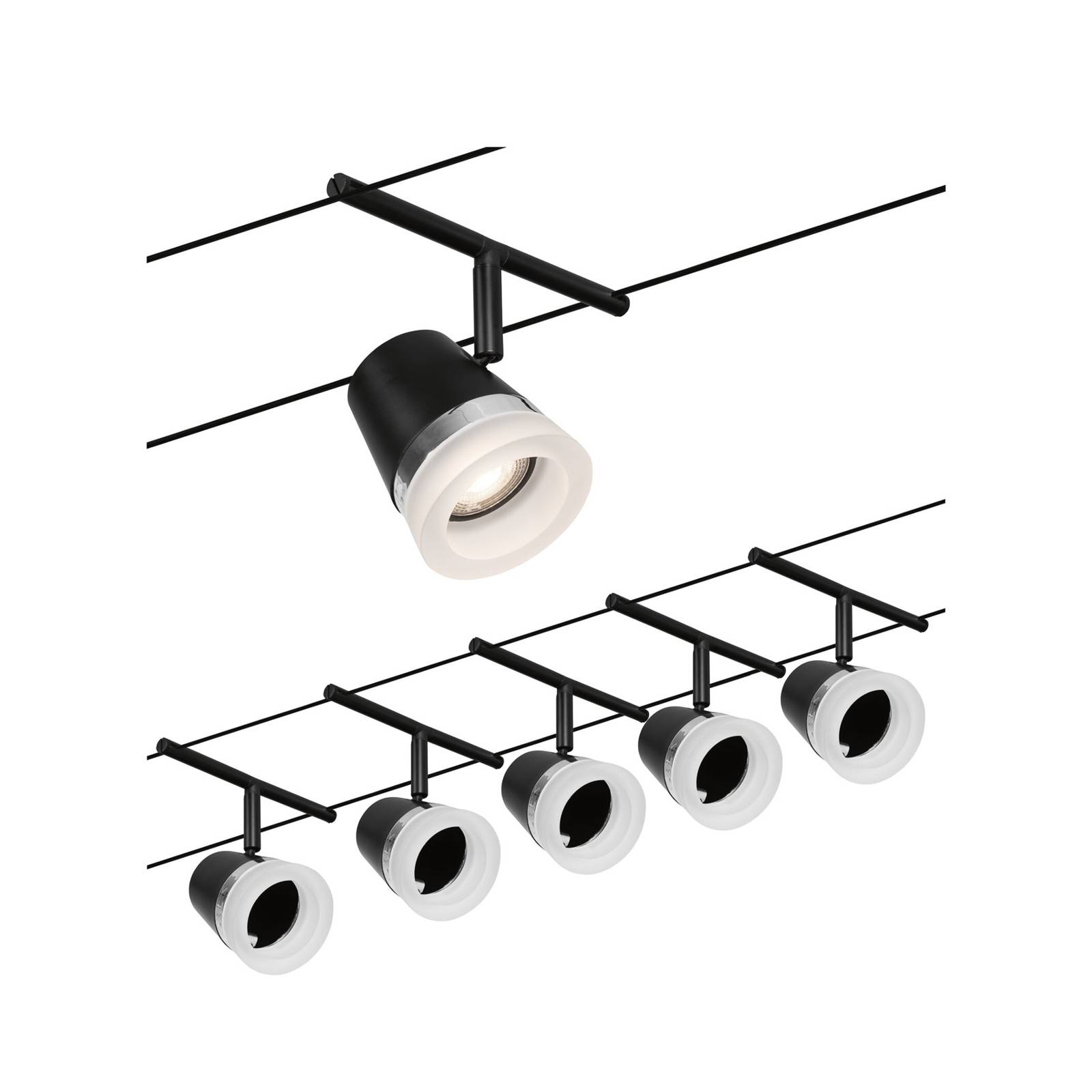 Paulmann Cone Seilsystem Basisset 5fl. schwarz mat von Paulmann