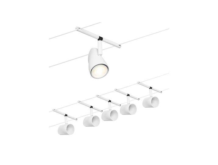 Paulmann Cup Seilsystem Basisset 5fl. weiß matt, weiß / opal, für Flurbereich, Metall, Modern, Seilsystem Leuchte von Paulmann