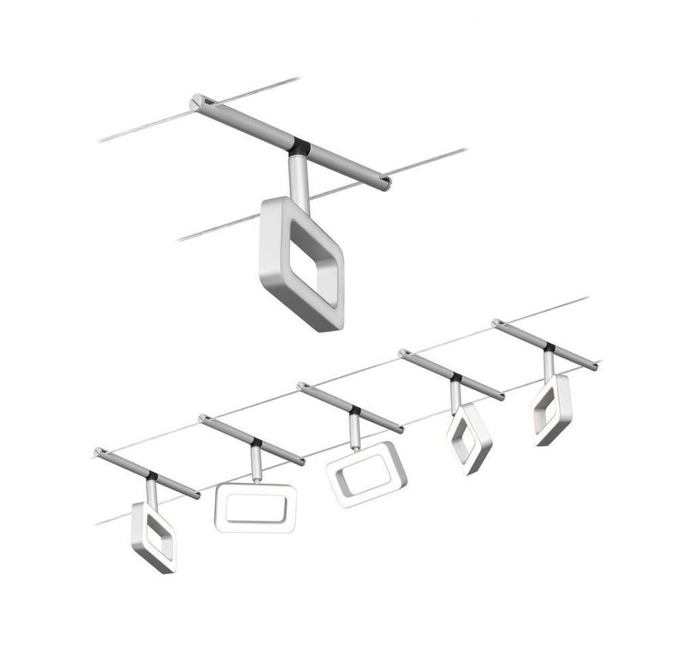 Paulmann Deckenleuchte LED Seilsystem Basisset Frame in Chrom-matt und Chrom 5x 4,8W 1400lm, keine Angabe, Leuchtmittel enthalten: Ja, fest verbaut, LED, warmweiss, Seilsystem von Paulmann