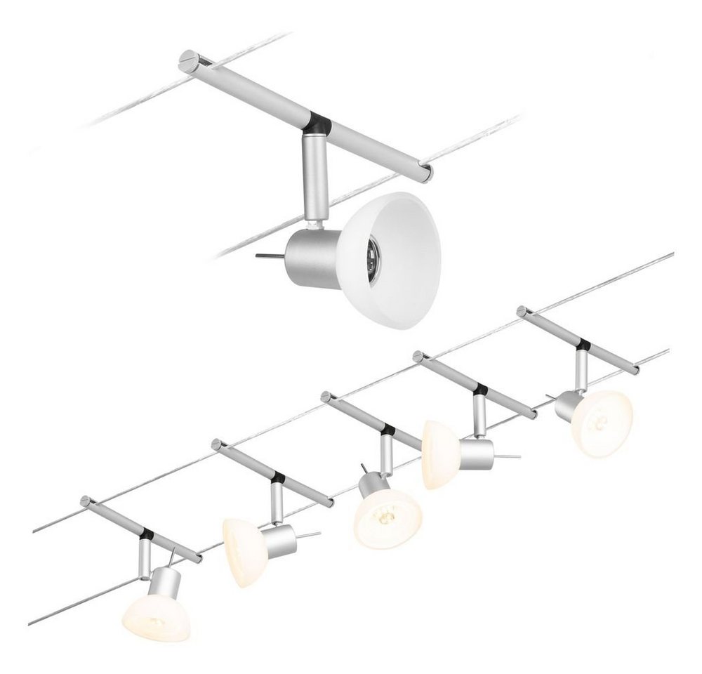 Paulmann Deckenleuchte Wire Systems Set in Chrom-matt GU5,3 5-flammig mit Schrim, keine Angabe, Leuchtmittel enthalten: Nein, warmweiss, Seilsystem von Paulmann