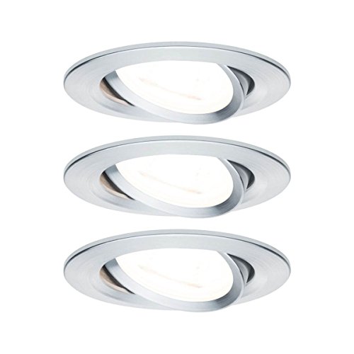 Paulmann Einbauleuchte LED Nova rund 6,5W GU10 Alu IP23 sprühwassergeschützt 3er-Set schwenkbar von Paulmann