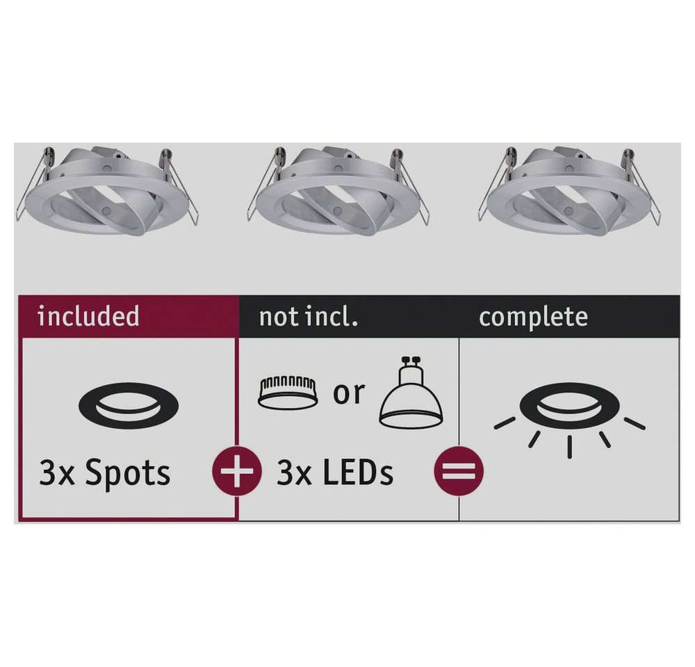 Paulmann Einbauleuchte Paulmann 92490 EBL Choose Einbauring 3er Set 10 W Aluminium (gedreh Paulmann Einbauleuchte Paulmann 92490 EBL Choose Einbauring 3er Set 10 W Aluminium (gedreh von Paulmann