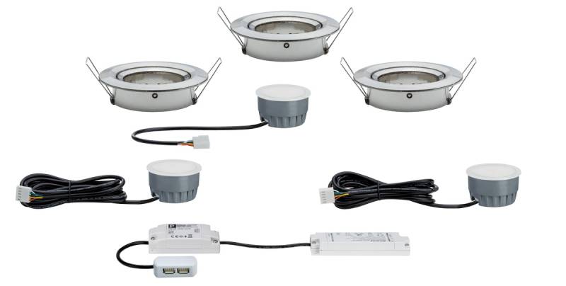 Paulmann Einbauleuchte Smart Coin LED 3x2 W Eisen Set mit Farblichtsteuerung, Dimm- und Schwenkfunktion von Paulmann