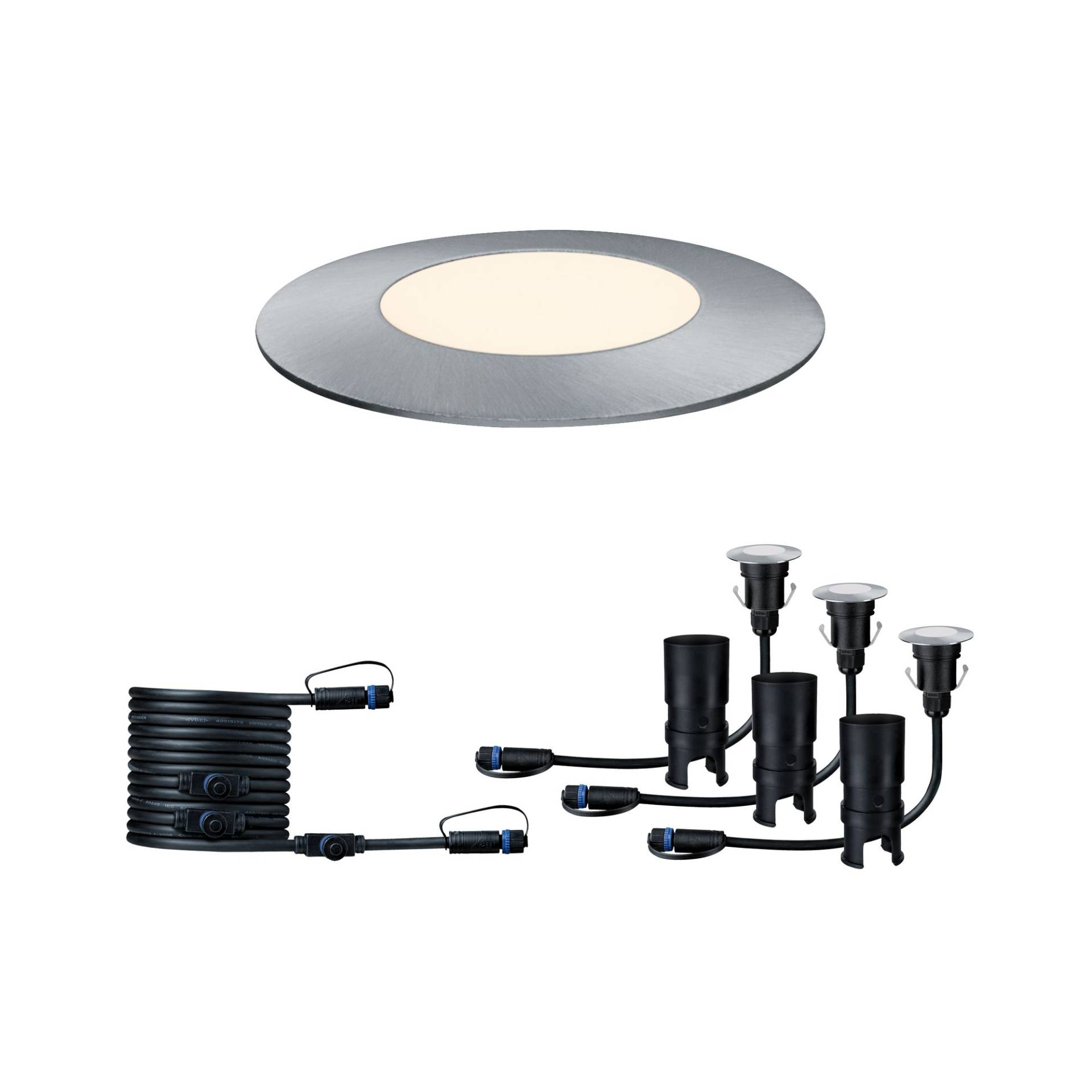 Paulmann Einbauleuchten-Set 'Plug & Shine' für außen, 3 Einbauleuchten mit Verbindungskabel, 50 lm, silber Paulmann Einbauleuchten-Set 'Plug & Shine' für außen, 3 Einbauleuchten mit Verbindungskabel, 50 lm, silber von Paulmann