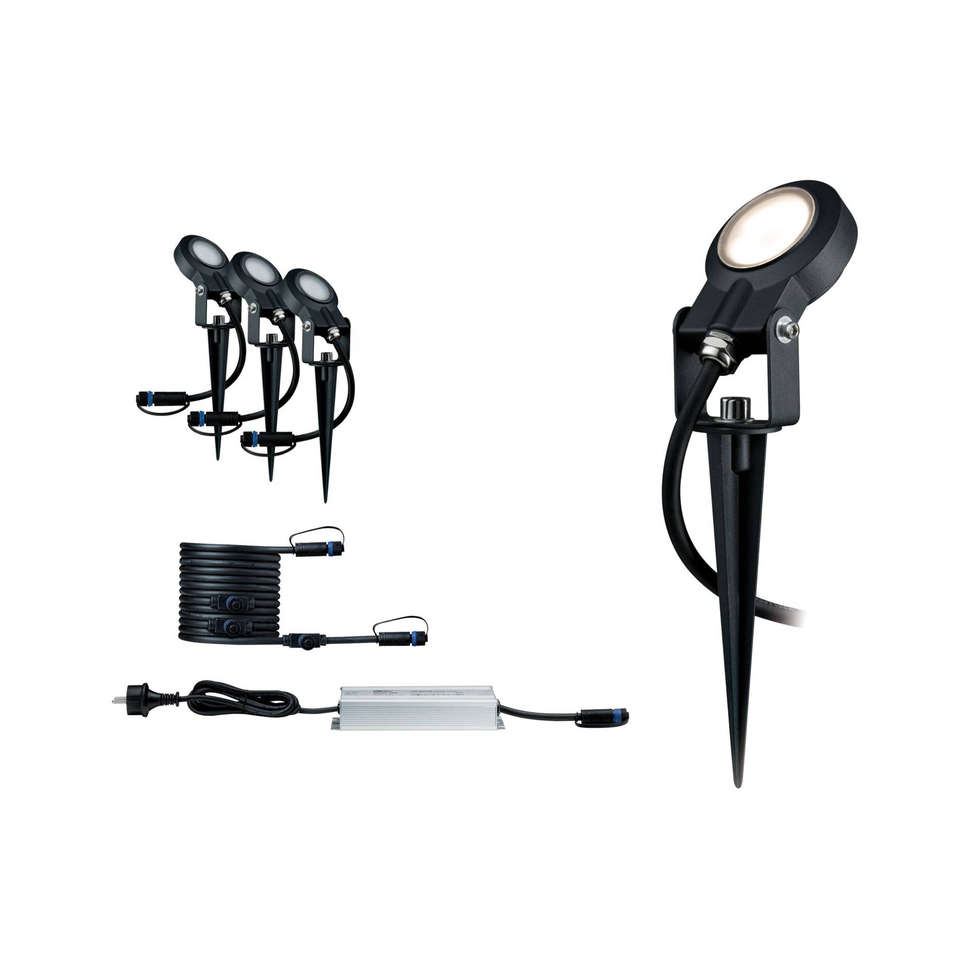 Paulmann Gartenleuchten-Set 'Plug & Shine' 3 Leuchten 270 lm grau von Paulmann