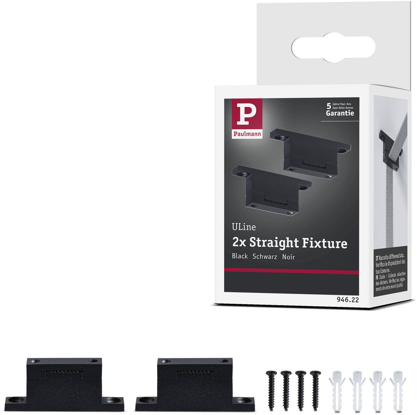 Paulmann Hängeleuchte ULine Zubehör 2er-Pack Gurt Halter 2er-Set Schwarz, ohne Leuchtmittel von Paulmann