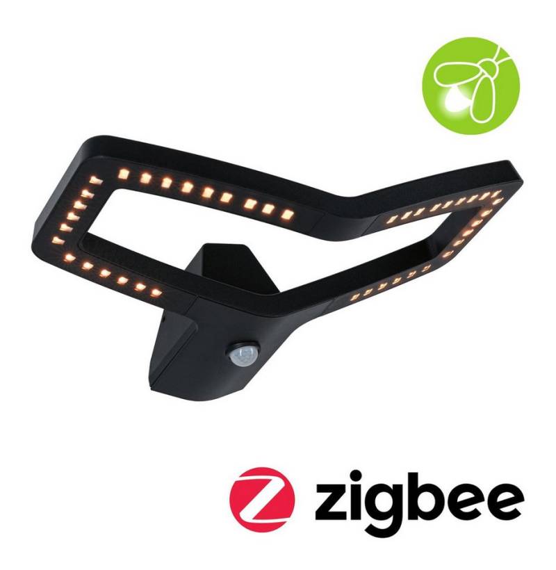 Paulmann LED Außen-Wandleuchte Alara IP44 eckig 375x270mm 3000-2200K 10W 230V Anthrazit Metall, LED fest integriert, Smart Home Zigbee 3.0, Bewegungsmelder von Paulmann